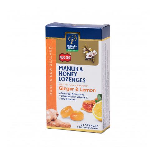 Bomboane cu miere de Manuka 400+, ghimbir si lamaie 65GR APILAND