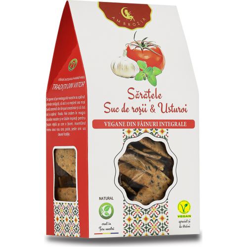 Crackers Vegani cu Rosii si Usturoi 125 g HIPER AMBROZIA