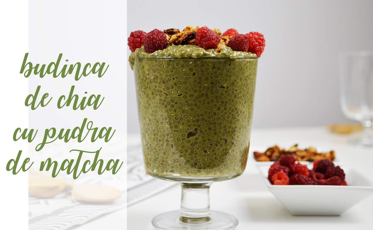 Budinca de chia cu pudra de matcha (VIDEO)